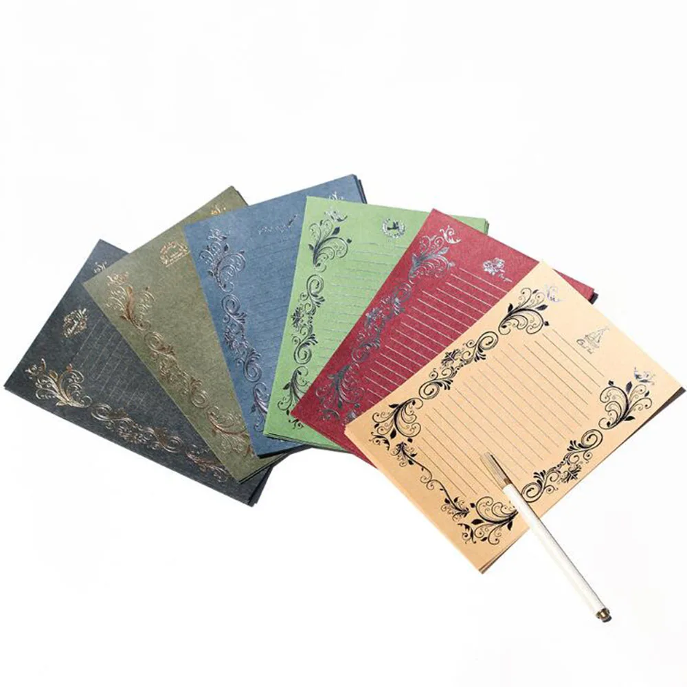 

Elegant Vintage Retro Stationery Set Paper Envelope love letter bronzing invitation envelope creative letterhead-8 Sheets