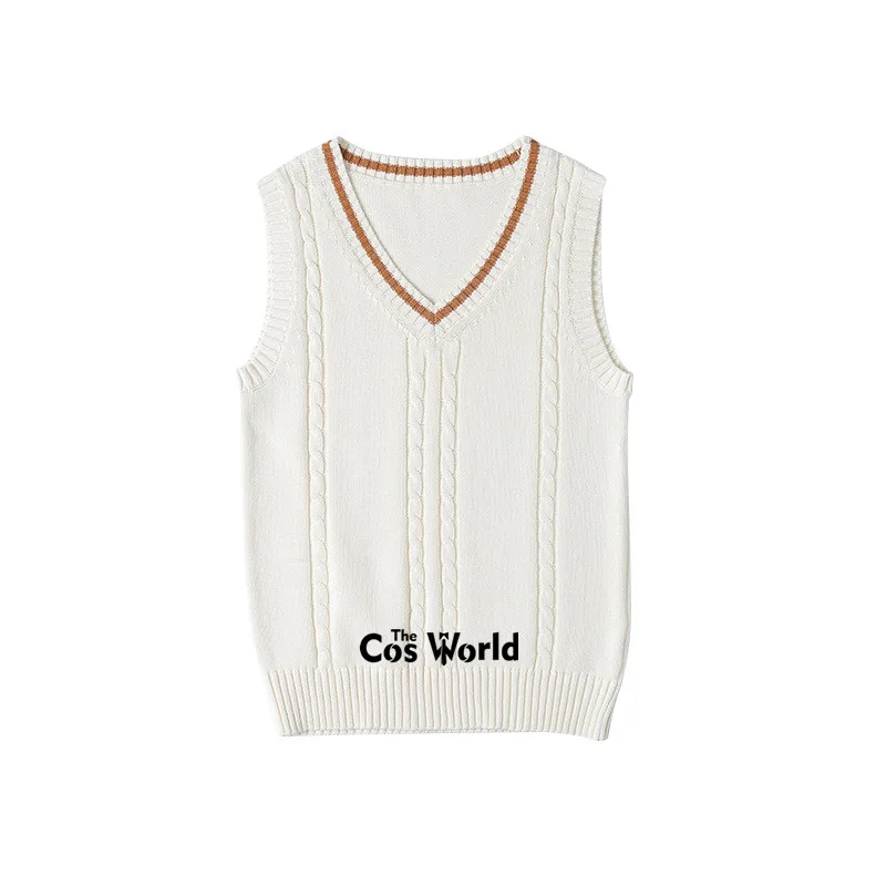 S-XXL Spring Autumn Orange Sleeveless Knit Vests Pullovers V Neck Sweaters For JK School Uniform Student Clothes