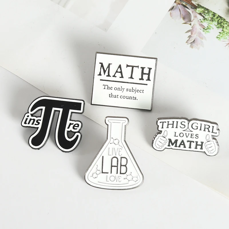 Wholesale Gift Mathematics Enamel Pin Math and Science Brooches Backpacks Lapel Pins Badge Cartoon Metal Jewelry for Friends