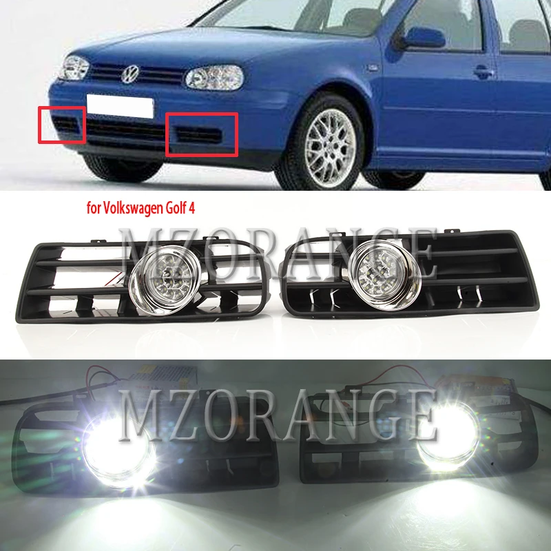 Fog Lights LED for VW Golf 4 MK4 GTi TDI 1997-2006 Headlight DRL Driving Fog Lamp Racing Grill COVER Car Accessories 1 Pair