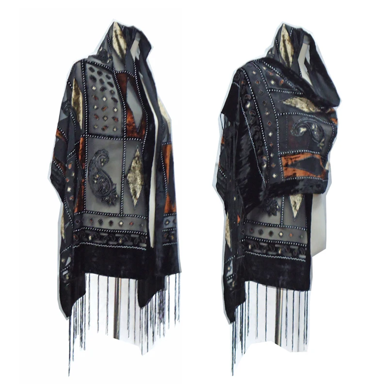 Luxury Spain Style Brand New Scarf Women Tassel Velvet Shawl Winter Lady High Quality Wrap Plaid Pashmina Muslim Hijab