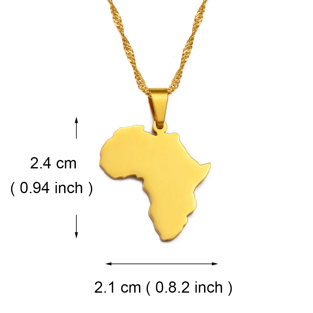 Anniyo 2.4cm Africa Map Pendant Necklaces Women Girls African Maps Fine Design Jewelry Nigeria,Congo,Ghana,Sudan,Somalia #237021