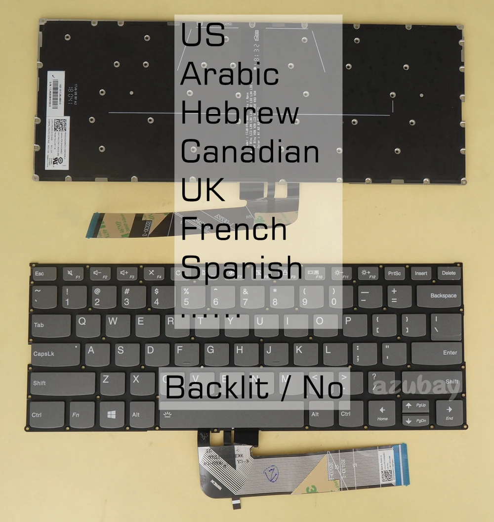 US Arabic Hebrew Canadian Keyboard For Lenovo Ideapad 530S-14ARR 530S-14IKB 530S-15IKB C340-14API C340-14IML C340-14IWL, Backlit