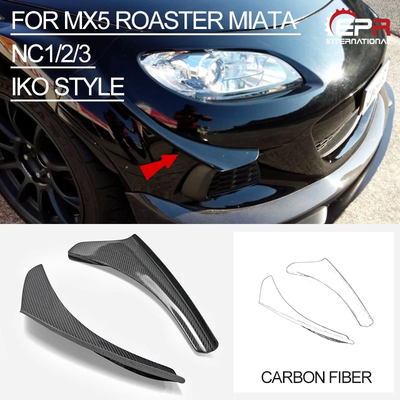 

Front Bumper Canard For Mazda MX5 Roadster Miata NC3 IKO Style Carbon Fiber Glossy Fibre NC Splitter Extension Part Car-styling