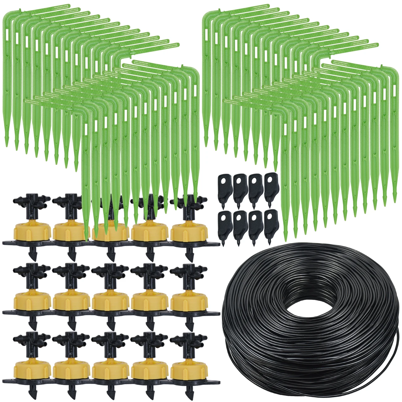 SPRYCLE 10-100M Garden 2L/H 1/8'' Watering Drip Irrigation System Kits 3/5mm Green Bend Dripper Emitter Potted Flower Greenhouse