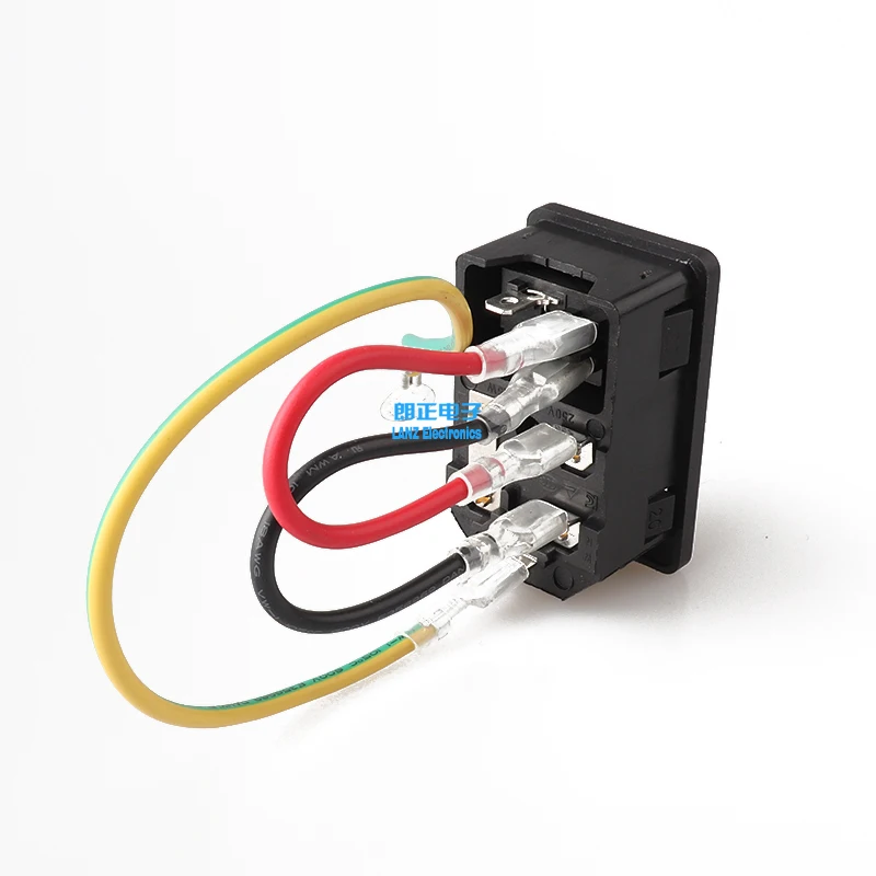 6PCS LZ-14-F3W IEC AC Power Socket C14 Type with Fuse with Rocker Switches with three Cables three-in-one Card Socket