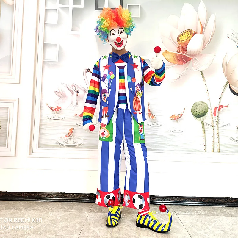 Funny Clown Costume For Adult Circus Outfit Fancy Dress Up Joker Costume Masqurade Party Supplies New Year Festival Performance