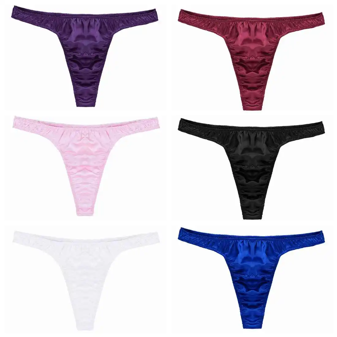 Mens Sexy Underwear Briefs Lingerie Soft Cozy Shiny Ruffled Low Rise Bikini Thong Breathable Underwear Panties Costumes.