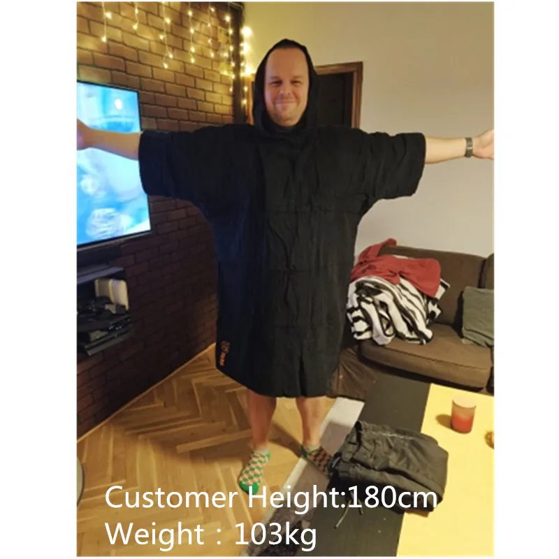 surf poncho Wetsuit Changing Robe Poncho with hood for Swim, Beach sports 320GSM terry cloth 100% cotton oversize adult