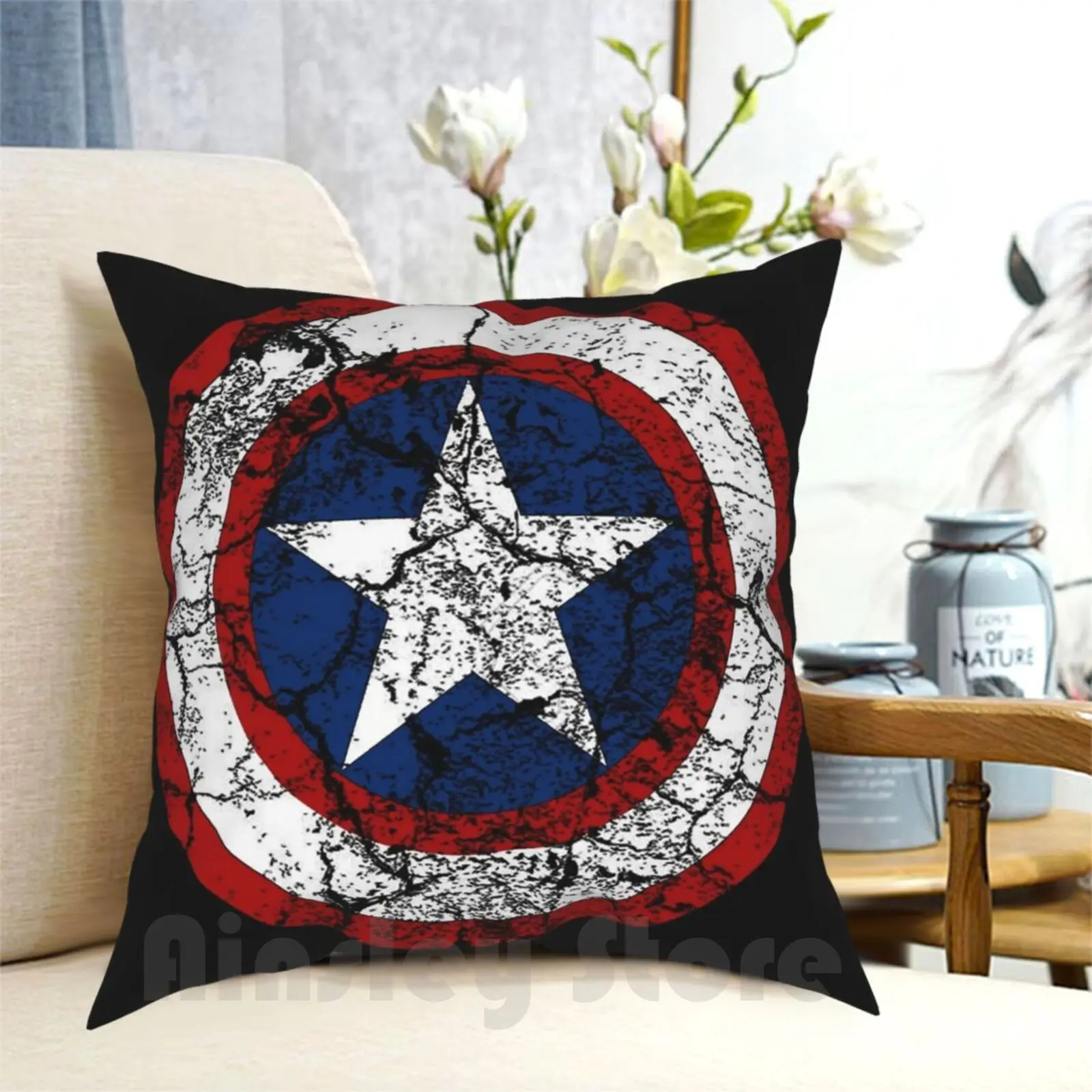 

Чехол с логотипом Captain Shield, товары супергероев, подарки на Хэллоуин, американская графическая подушка, детская мягкая обложка с рисунком