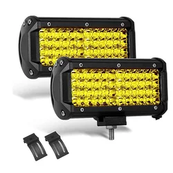 7 Inch 144W Combo Led yellow Light Bars Spot Flood Beam for Work Driving Offroad Boat Car Tractor Truck 4x4 SUV ATV 12V 24V