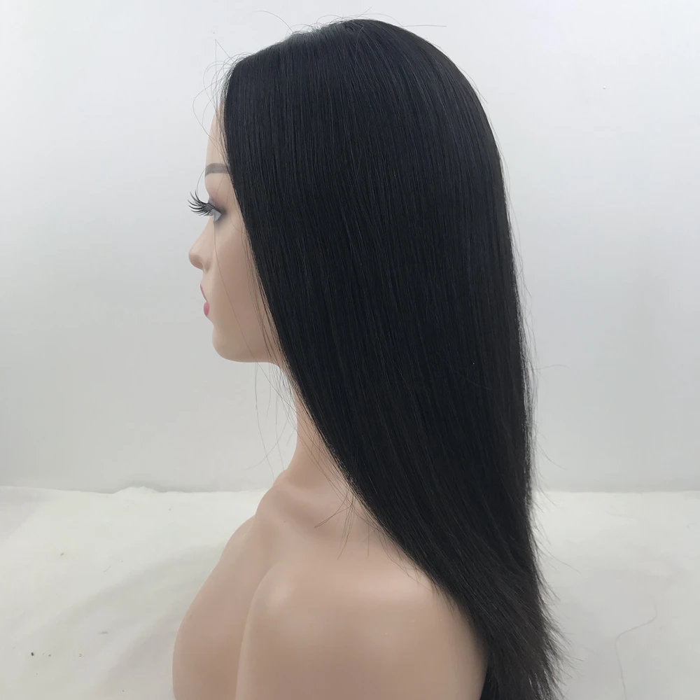 #1B Color Straight Style Natural Scalp 12*13CM Clip in Hair Topper Real Human Injected Skin Base Hair Toppers for White Women