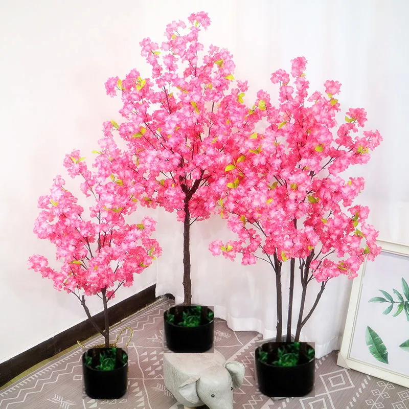 180CM Height Beautiful Cherry Blossom Tree Aritificial Flower Potting Fake Plant Ornament For Christmas Wedding Home Decor