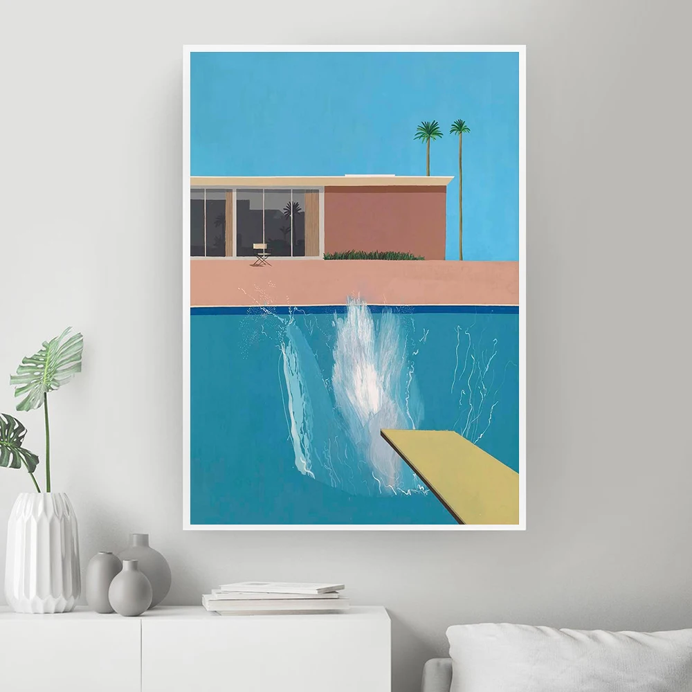 David Hockney art Exhibition Poster A Bigger Splash Art Print Modern Minimalist David Hockney Print Hockney Office Home Wall Art