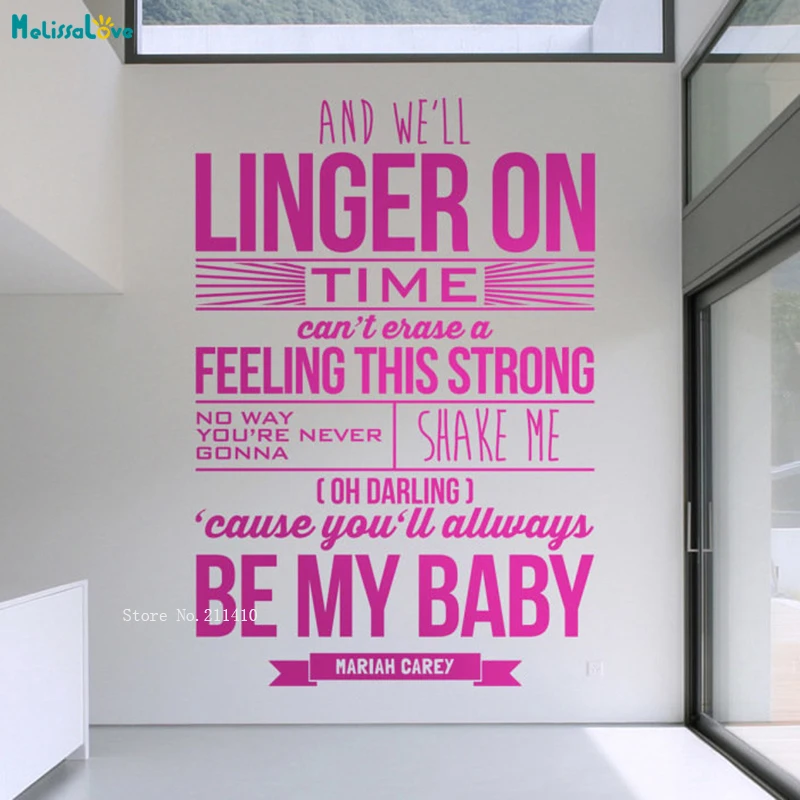 And We'll Linger On Time Can't Erase Feeling This Strong Wall Sticker Word Art Decor Vinyl Waterproof Decal Removable YT3020