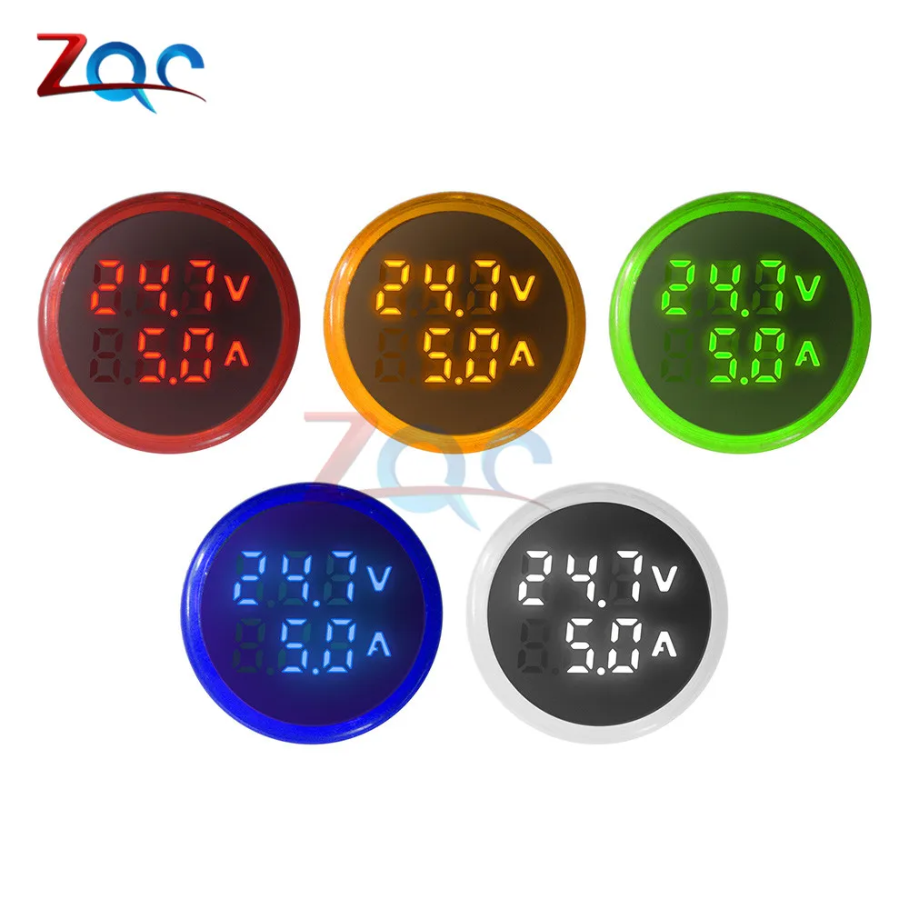 AC 60-500V 110V 220V Ammeter Voltmeter HZ Hertz Frequency Meter 22mm Digital Current Voltage Amp Signal Light LED Lamp Indicator