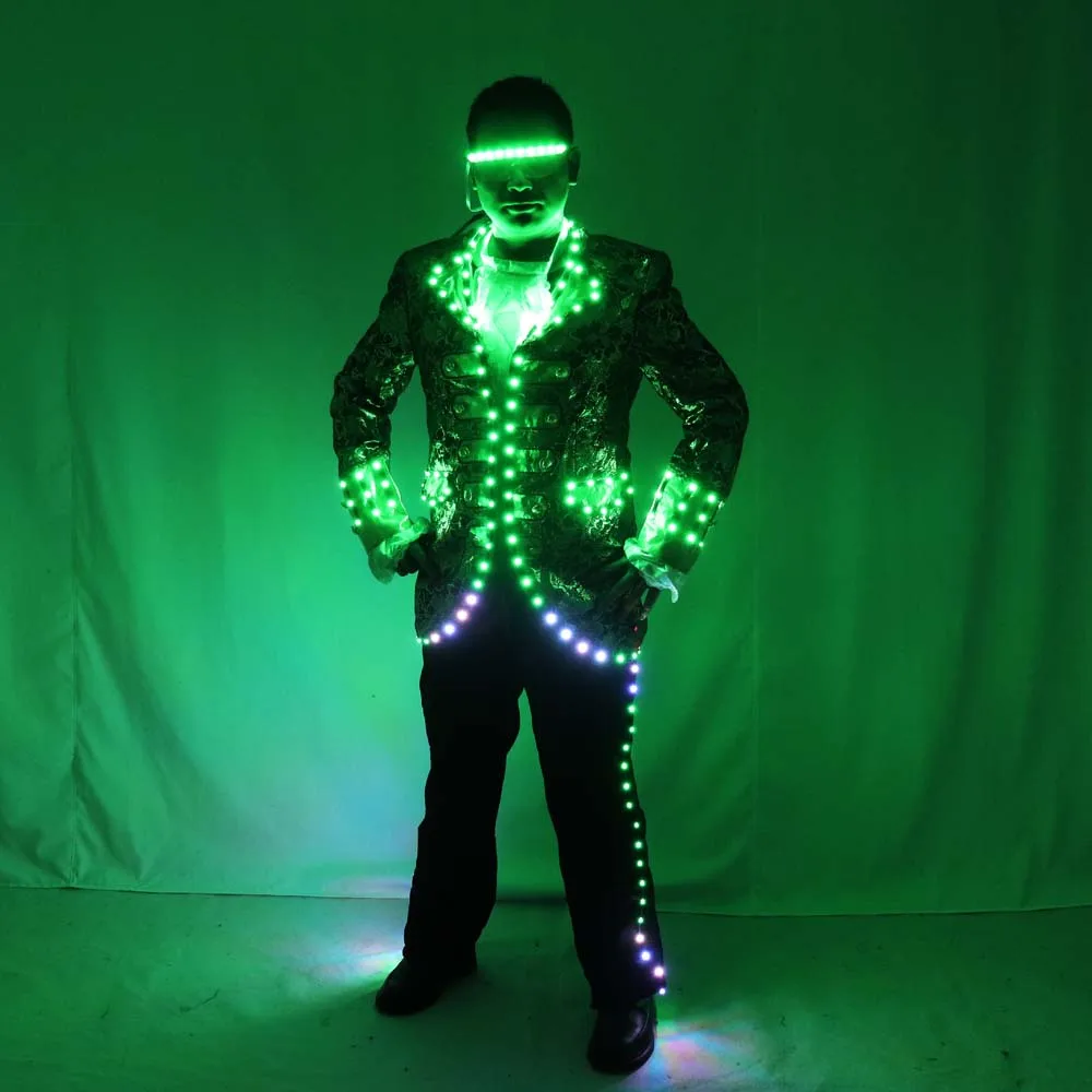 Digital Full Color LED Court Suit IC Remote Control LED Jacket for Bar Hosting, Wedding Men Dress Costume Tron suit