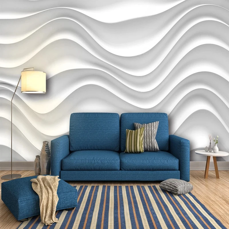 3D Wallpaper White European Style Wave Pattern Covering Wall Painting Living Room Bedroom Backdrop Home Decor  Papel De Parede