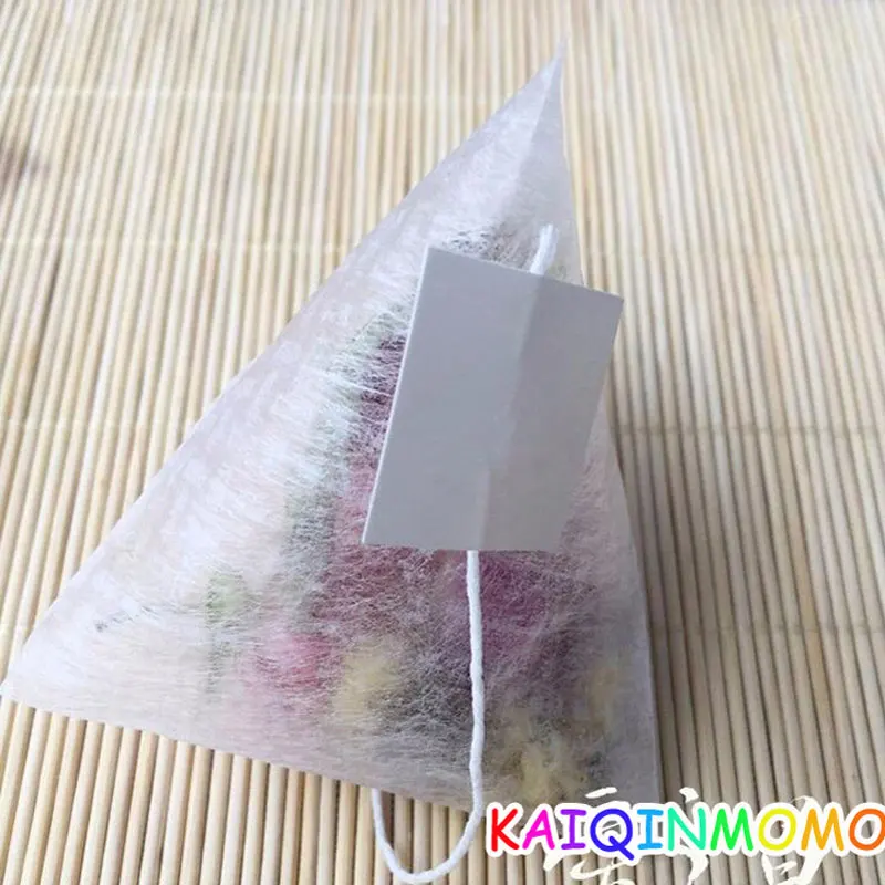 1000Pcs/Lot Corn Fiber Tea Bags Pyramid Shape Heat Sealing Filter Teabags Food Grade PLA Biodegraded Customized Logo