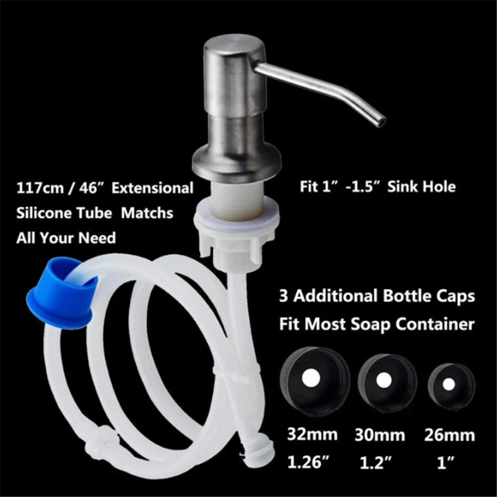 Dispensador de detergente para cocina, dispensador de jabón líquido para fregadero, cabezal de bomba, negro y dorado