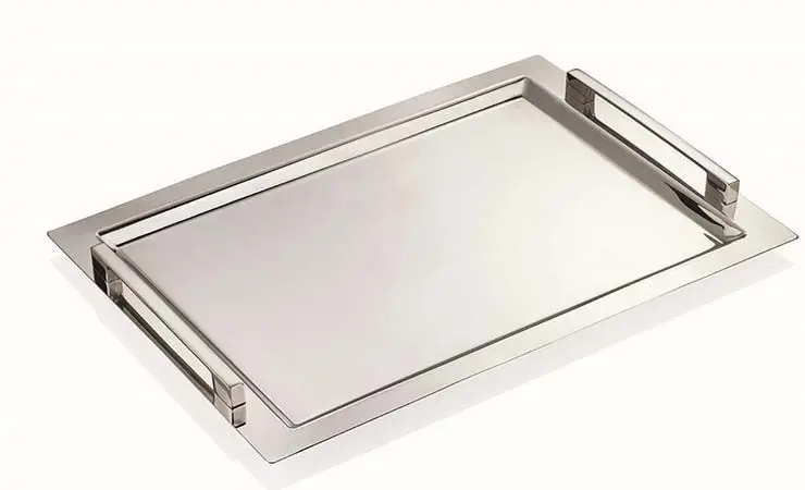 DOLBOVI İSLAMOĞLU MİRA SIMPLE HANDLE STEEL TEA TEPSİSİ-18/10 STEEL tray поднос plateau de service