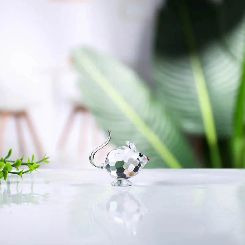 Crystal Cute Mouse Lovely Animal Figurines Glass Ornament Home Table Decorations Great Kids Favor Christmas Gifts