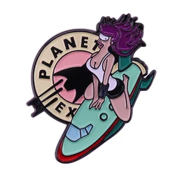Leela on planet express ship brooch cartoon fans perfect accessory