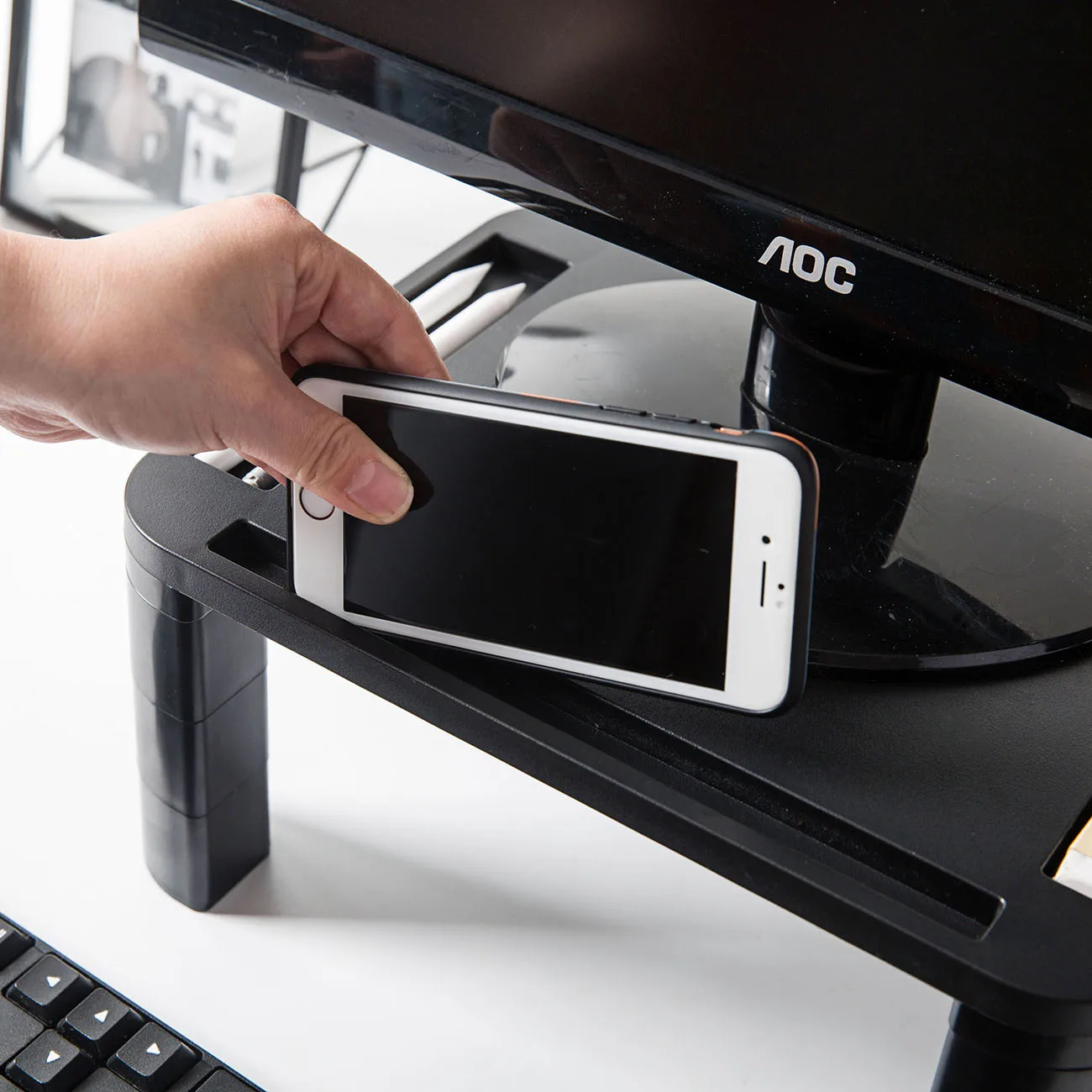 Ajustável Home Office Desktop Monitor Stand, Self Assembly, LCD, TV, Laptop Rack, Computer Screen Riser Shelf, 1Pc