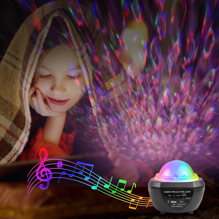 Starry Projector Light Star Projector Child’s Night Light Galaxy Lamp Party Lighting Teen Room Decoration Portable Music Player