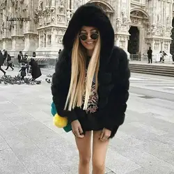 Fake Fur Coat Female Fox Fur Jacket With Hood Whole Skin Men Made Fox Fur Coat Women Winter Luxury thick Fur Coat