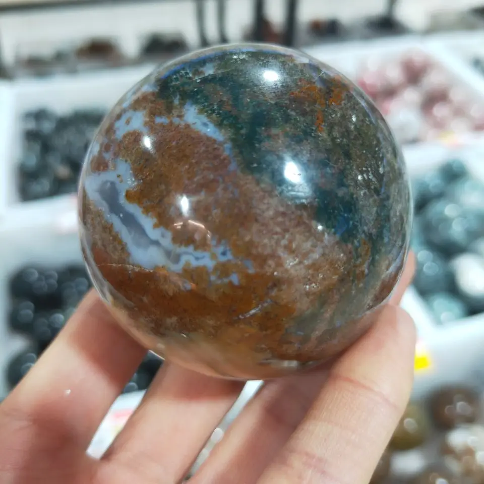 Natural sphere Sea jade crystal l Home furnishing wedding decoration stone globe Reiki masters the servants ball