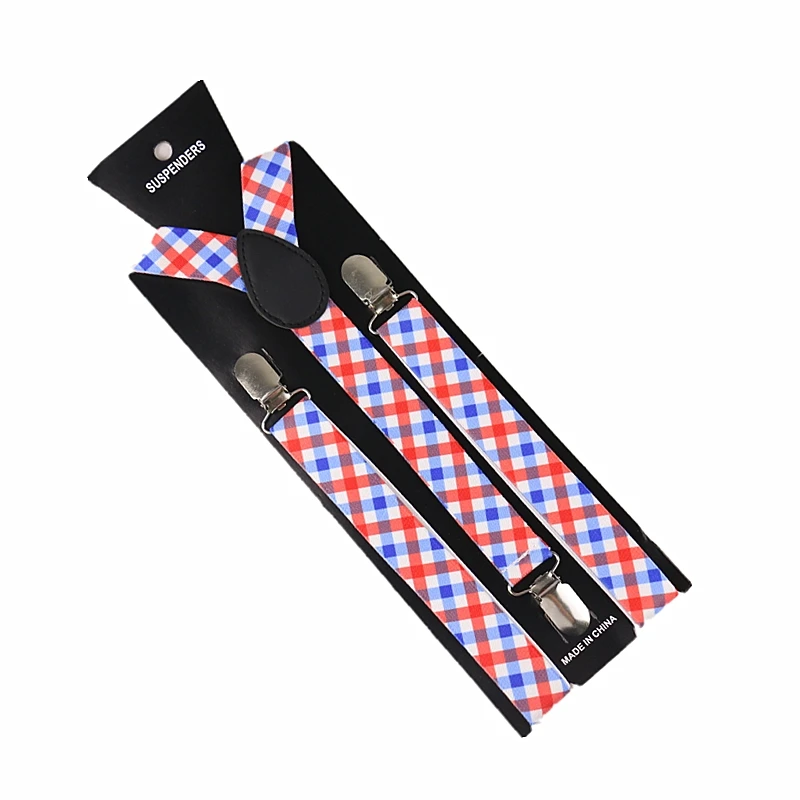 2019 New Fashion Red Plaids Men Womens Adjustable Suspenders  Clips On Y Back  Elastic Braces