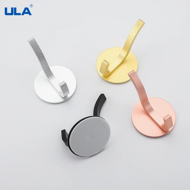 ULA Self Adhesive Wall Coat Rack Key Holder Rack Towel Hooks Clothes Rack Hanging Hooks Bathroom Accessories Space Saving