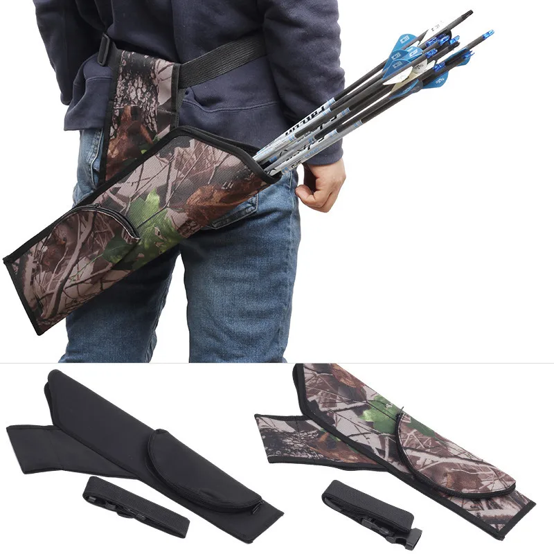 Hunting 50 X 14 Cm Black/Camo Arrow Quiver Hanging Pot Bag Bow Quiver Archery Holder With Pocket Arrow Bag