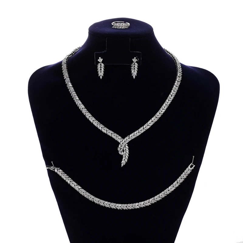 Jewelry Set HADIYANA Fashion Elegant Bride Wedding Necklace Bracelet Ring Earring Dubai Zircon Set CN2110 Parrure De Bijoux