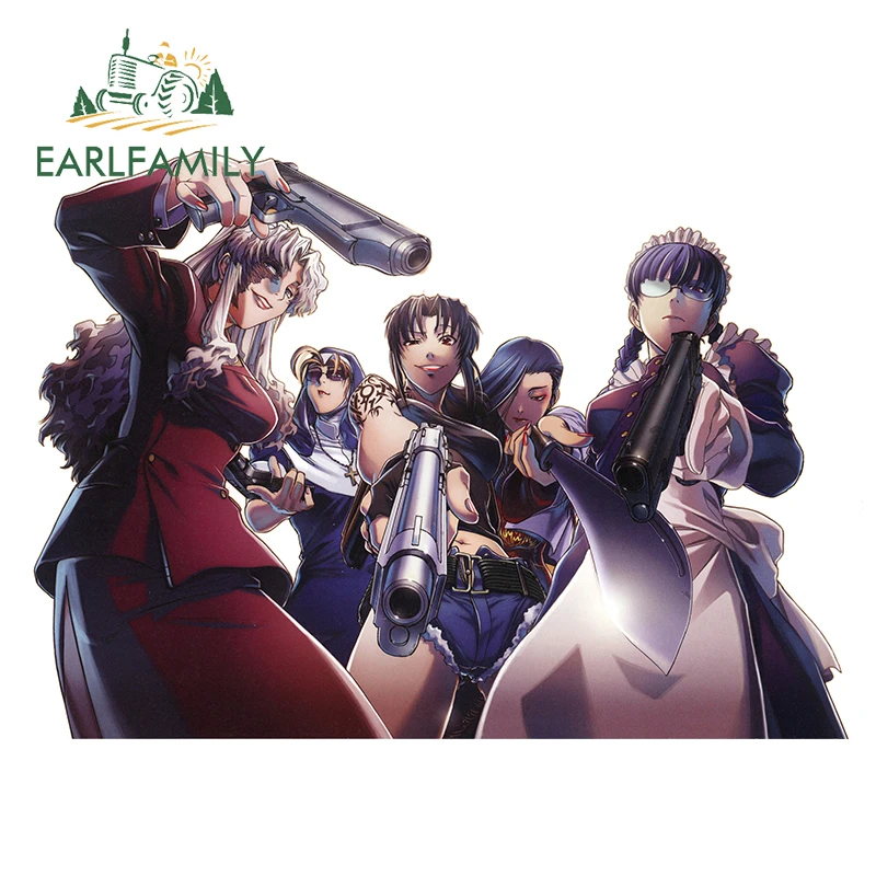 

EARLFAMILY 13cm x 9.2cm for Black Lagoon Vinyl Car Wrap Decal Anime Funny Car Stickers Waterproof Windshield Graffiti Graphics
