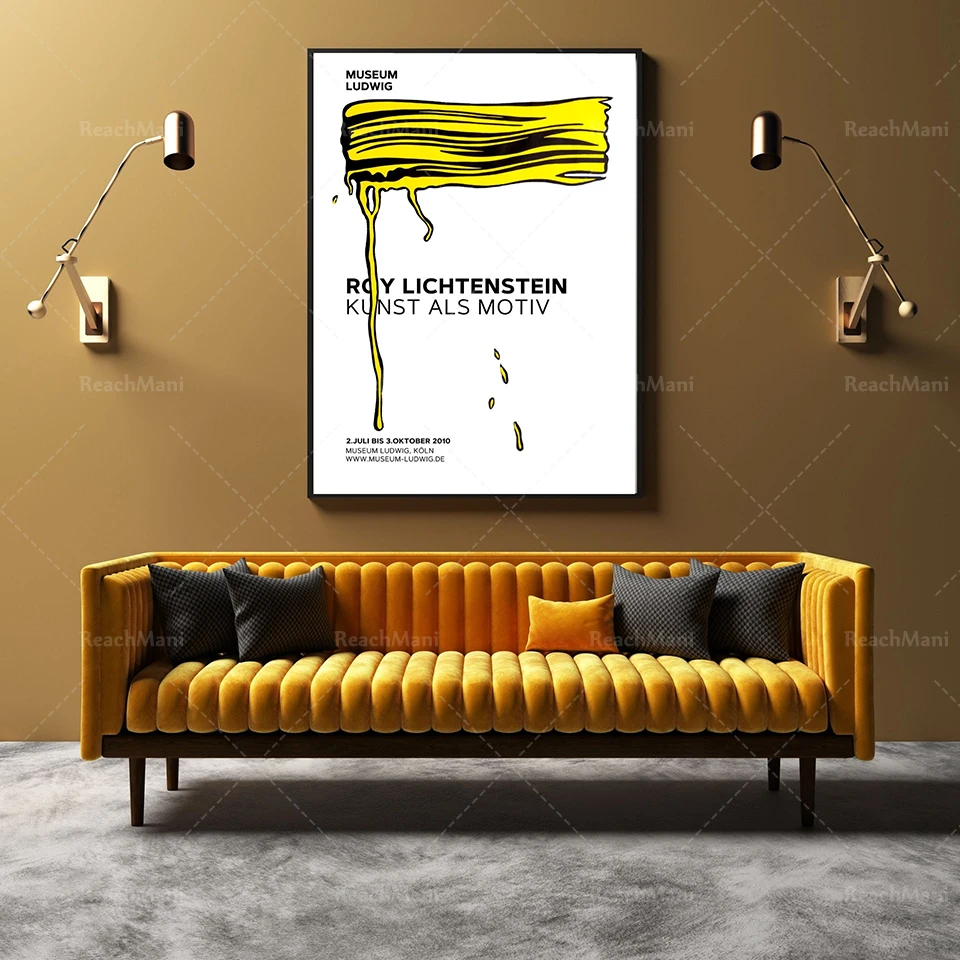 

Roy Lichtenstein Yellow Brushstroke Exhibition Poster, American Pop Art Print