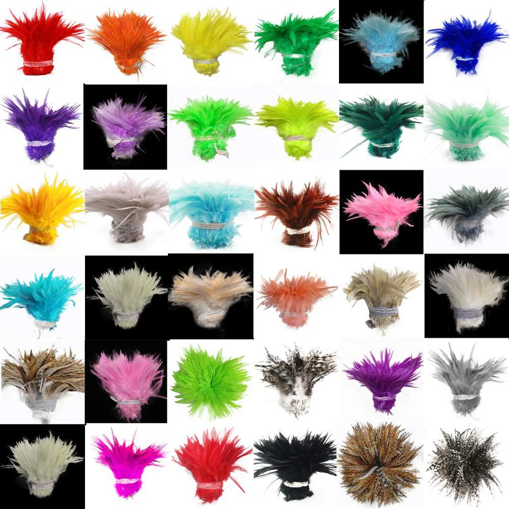 Whole 900PCS Fade Rooster Feathers Dyeing 5-6' Hackle 12-15 Cm Strung DIY Chicken Plume Jewelry Costume Hat Party Mask