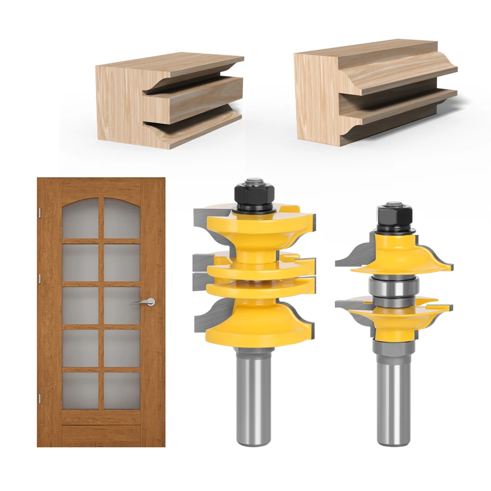 Lavie 2 Stuks 12Mm 1/2 "Shank Entry & Binnendeur Ogief Bit Matched Frees Set Voor hout Houtbewerking Machine 03123