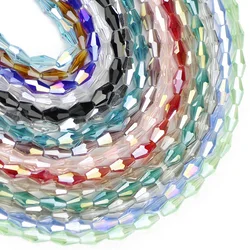 100pcs 4*8mm Long Bicone Faceted Austrian Crystal Glass Loose Bead Handmade For Jewelry Bracelet Making DIY Accessories