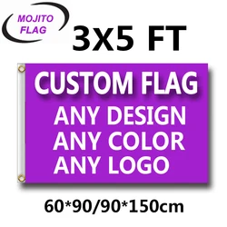 Flying Polyester Publicidade Banner, Bandeiras interiores e exteriores, qualquer tamanho, logotipo e imagens, 3 ft x 5ft, 3x5ft, 100D