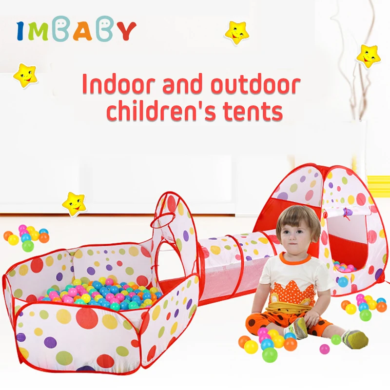 IMBABY 3 In 1 Children Balls Pool Toys Tent Crawling Tunnel Foldable Baby Ballon Playpen Kids Tent Ball Pit Baby Playground