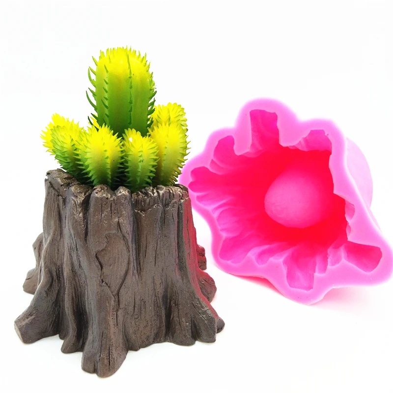 Stump candle holder silicone mold concrete mold handmade diy resin plaster chocolate candle mold free shipping