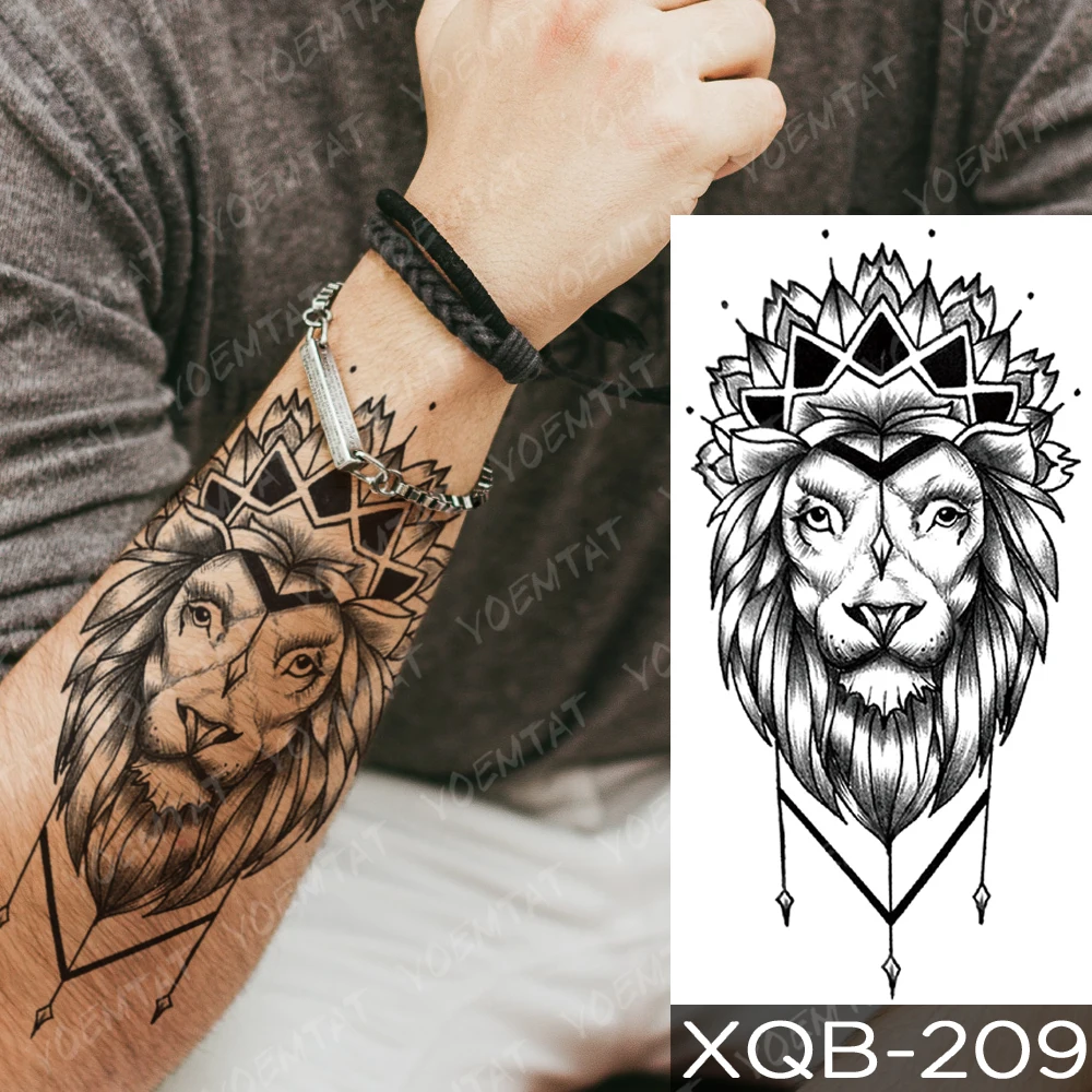 Waterproof Temporary Tattoo Stickers Dragon Lion Tiger Dream Catcher Tatto Panda Wolf Body Art Arm Fake Sleeve Tattoos Women Men