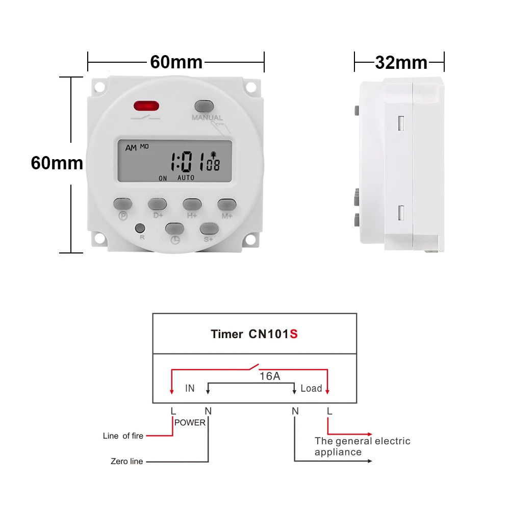 12V 24V 110V 220V Digital Timer Switch 7 Days Weekly Programmable Time Relay Programmer Built-in Rechargeable Battery