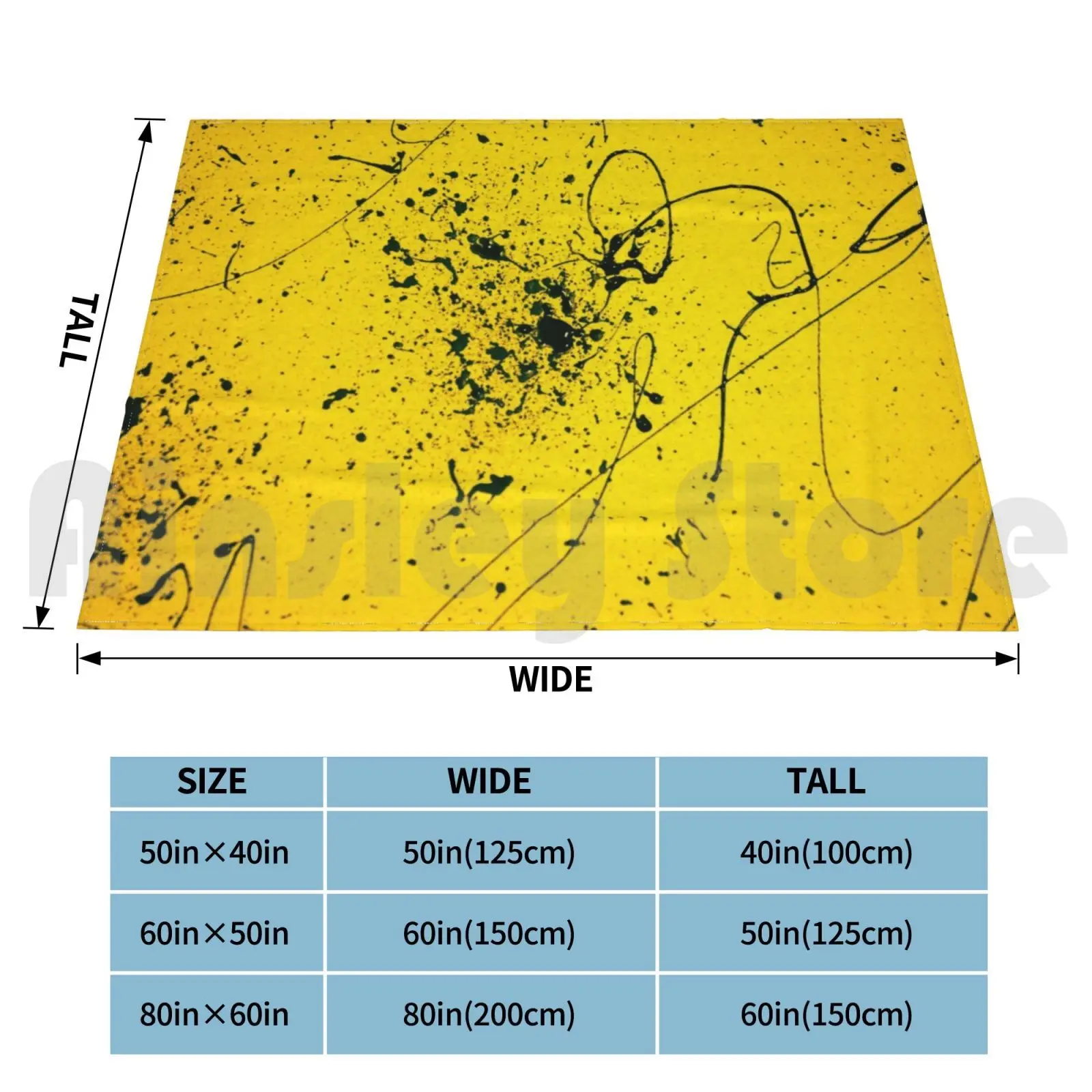 Bumblebee Blanket For Sofa Bed Travel Yellow Black Abstract Jackson Pollock Splatter Modern Contemporary Action