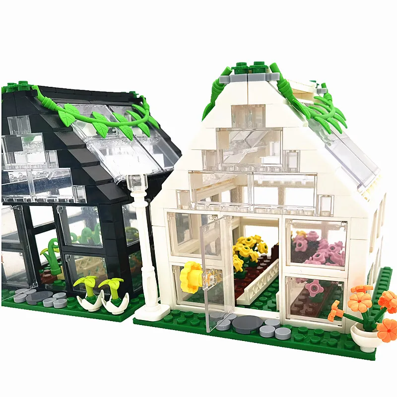 

Compatible City Friends Building Bricks Greenhouse Base MOC Glass Flowers House Blocks Toys for Kids Boy Girl Birthday Xmas Gift