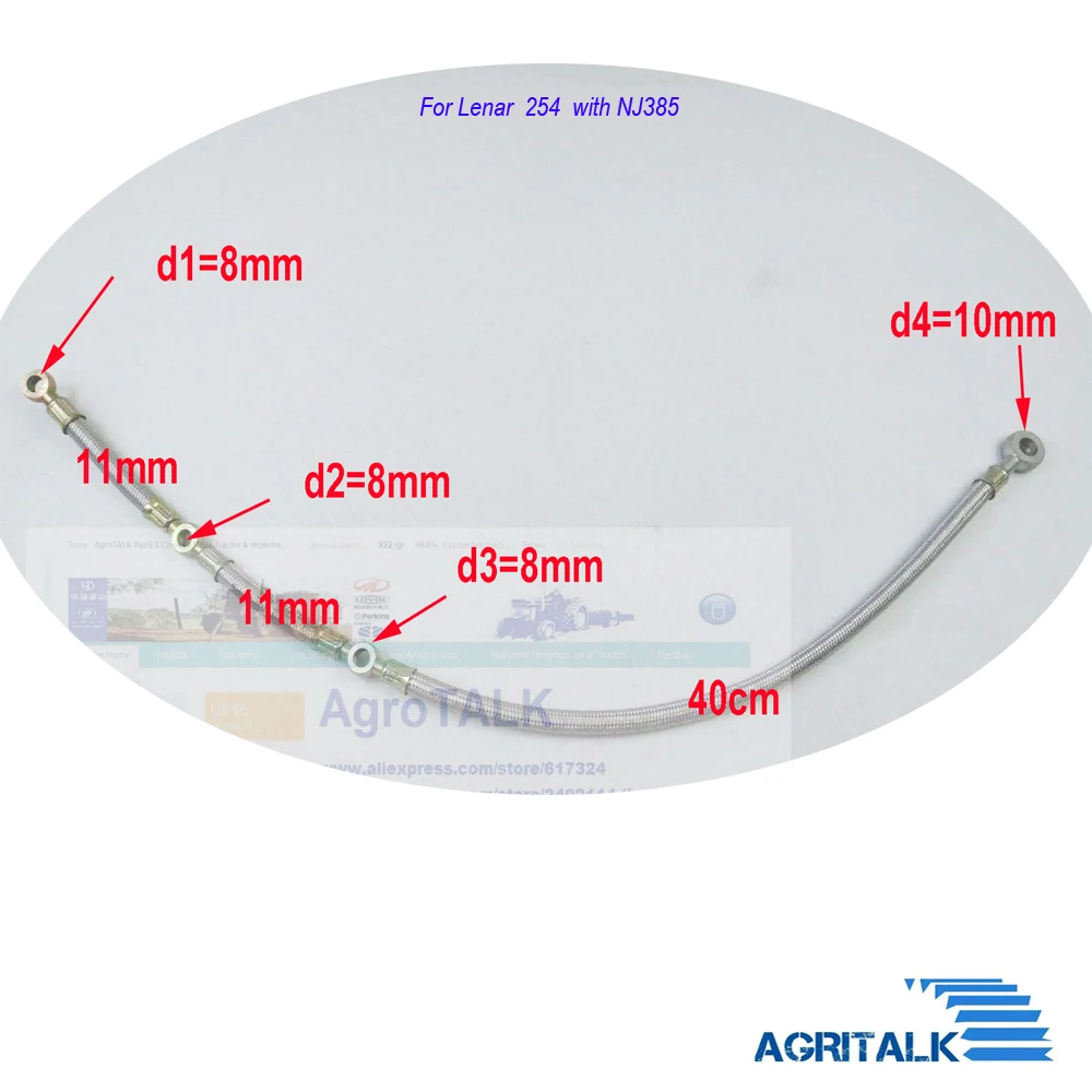 Fuel pipe for Fengshou Lenar LE254 / LE274 tractor with engine NJ385, (choose the one you need), part number: