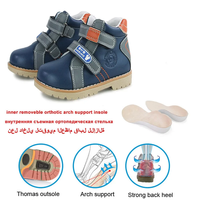 Ortoluckland Children Shoes Boys Orthopedic Casual Boots Spring Autumn Luxury Baby Sporty Leather Footwear For Kids Girls