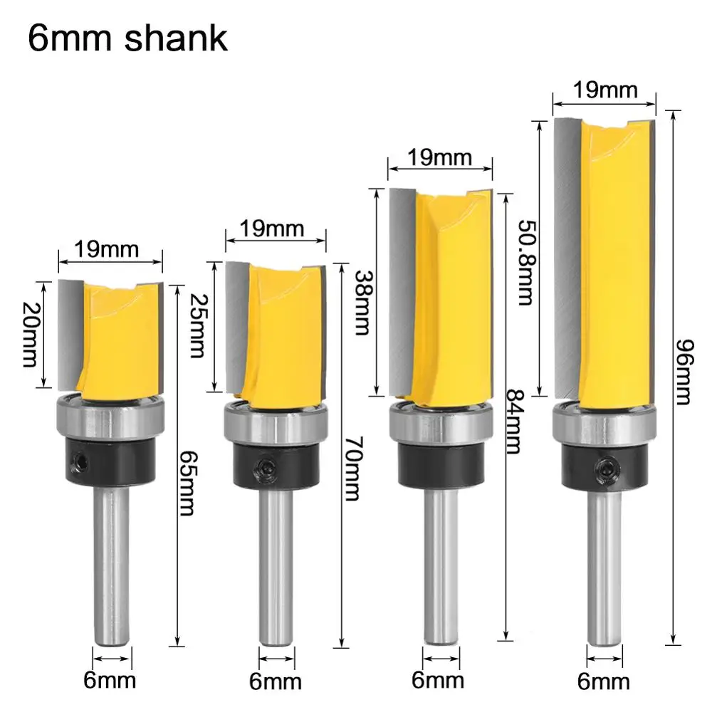 1pcs 6mm 1/4inch Shank Flush Trim Router Bit Pattern Bit Top Bottom Bearing 3/4\